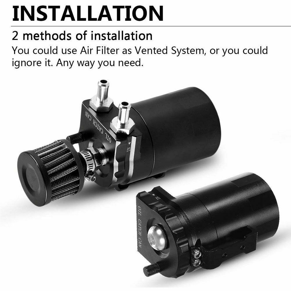 Oil Catch Can Kit Reservoir Baffled Tank With Breather Filter Universal Aluminum - Foto 6