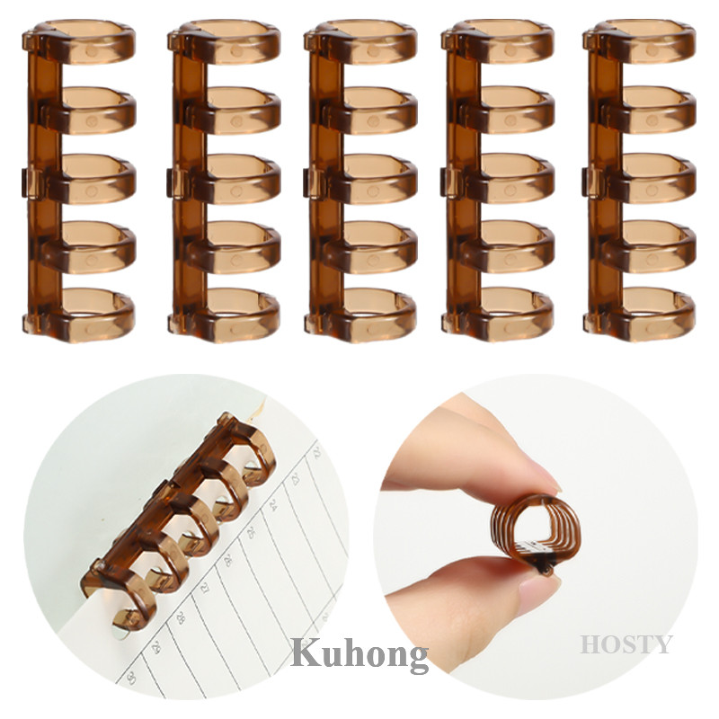 KUHONG 5Pcs LooseLeaf Binding Strip Book Rings Multicolored 5 Holes