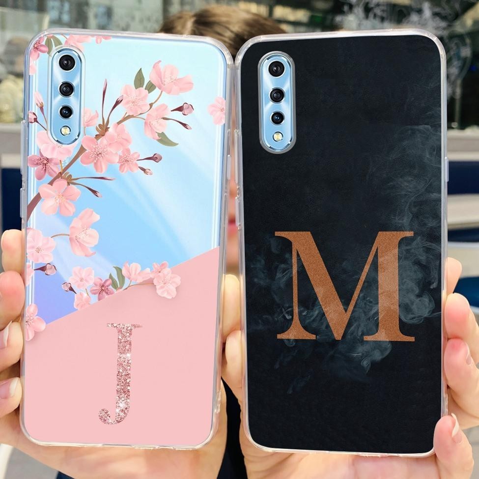 Vivo Z1x Casing Luxury Letter Cute Flowers Pattern Back Cover Vivo 1917