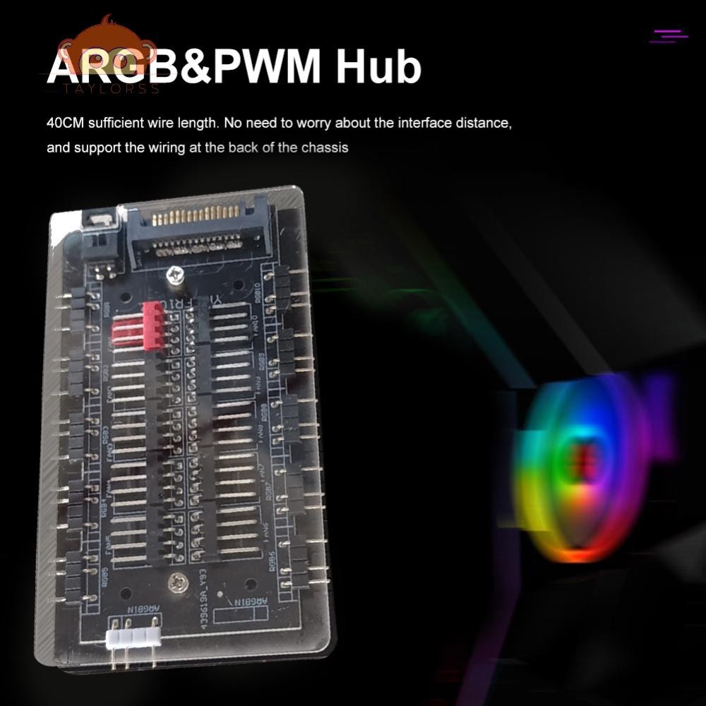 10-in-1 ARGB Cable Splitter Hub Synchronization ARGB PWM Hub for PC ...
