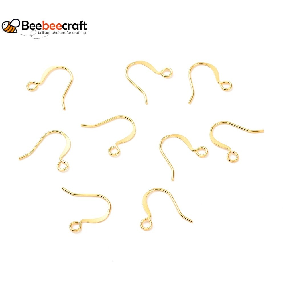 20pc Brass Earring Hooks with Horizontal Loop Long-Lasting Plated Gold ...