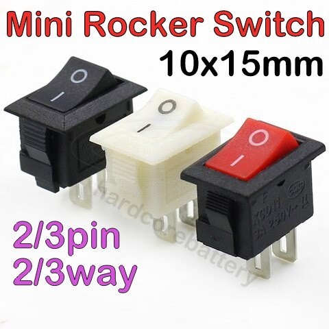 Mini Rocker Switch ON/OFF 10x15mm AC 250V 3A Boat 2 3 pin way SPST 6A ...