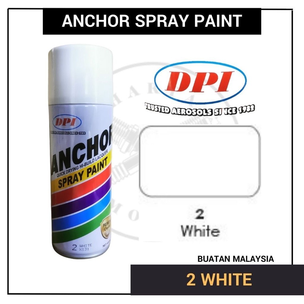 ANCHOR SPRAY PAINT STANDARD 2 White 400ML Bike Motor Metal Basikal Cat ...