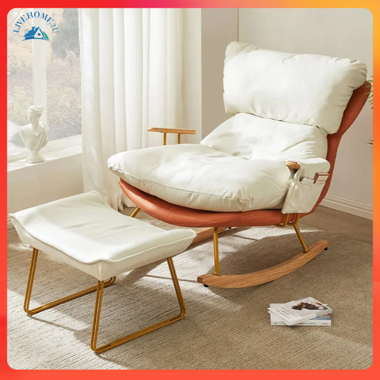 Solid Wood Balcony Rocking Chair Leisure Recliner for the Elderly Home ...