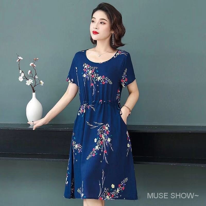 Over-the-knee Mother Wear Middle-Aged Elderly Women's Clothing Floral ...