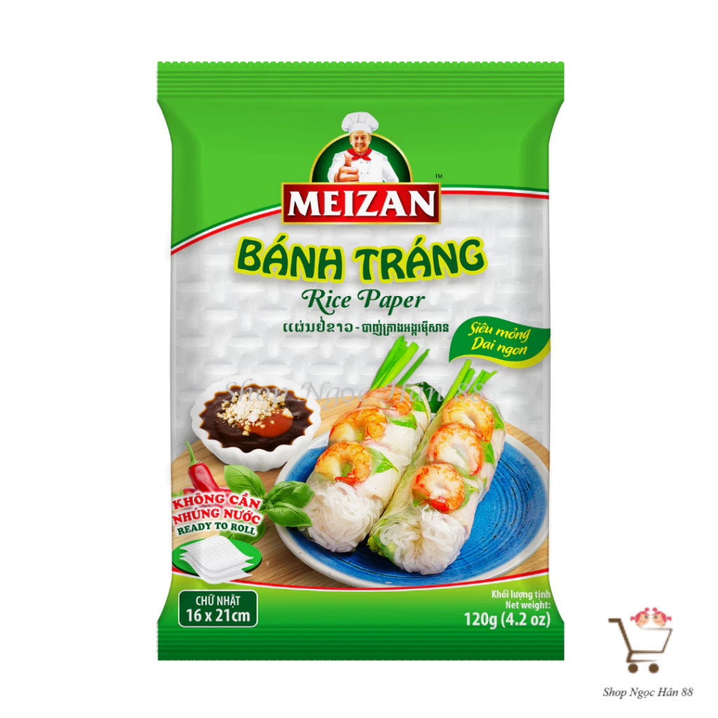 Meizan rice paper, 120g package, size 16 x 21cm (about 29-30 leaves ...