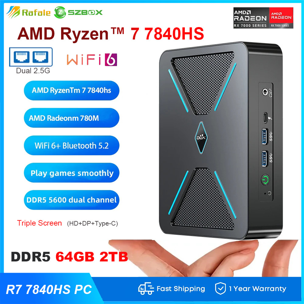 SZBOX X Super AMD Ryzen 7840HS Mini PC Windows 11 x DDR5 5600Mhz  Nvme SSD Wifi6 Desktop Gamer Computer