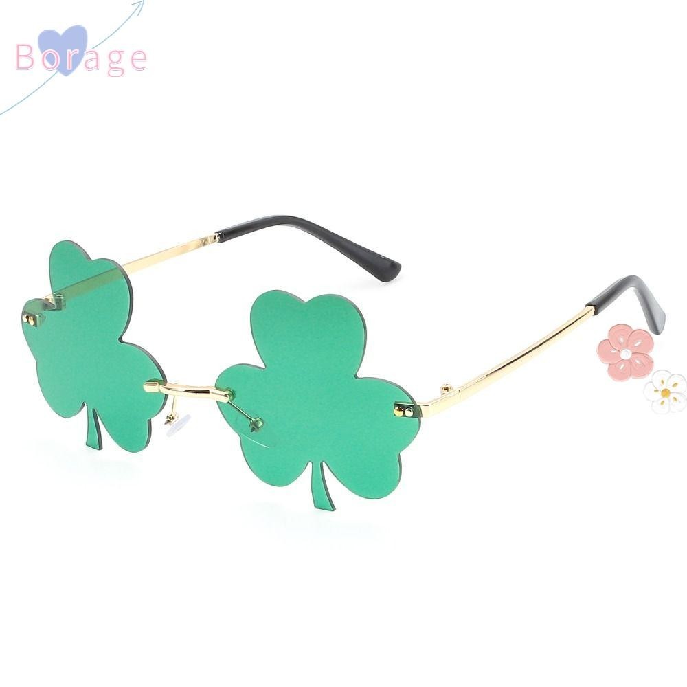 Borraone Irish Shamrock Sunglasses Fashion Rimless St Patricks Day Trendy St Patricks Day 9478