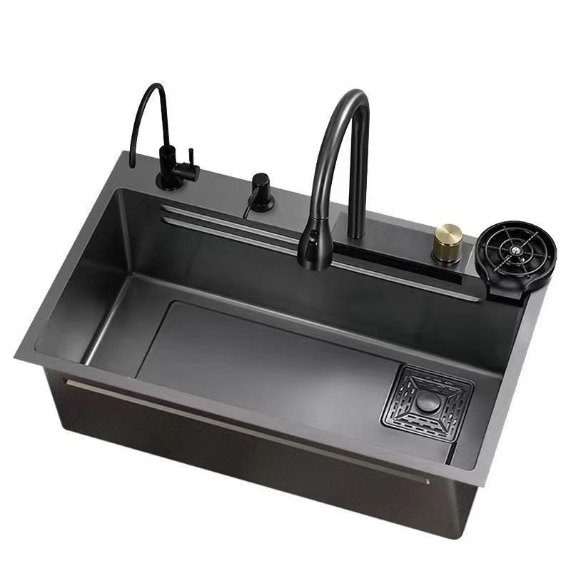 Waterfall sink large single tank SUS304 stainless steel dish basin ...