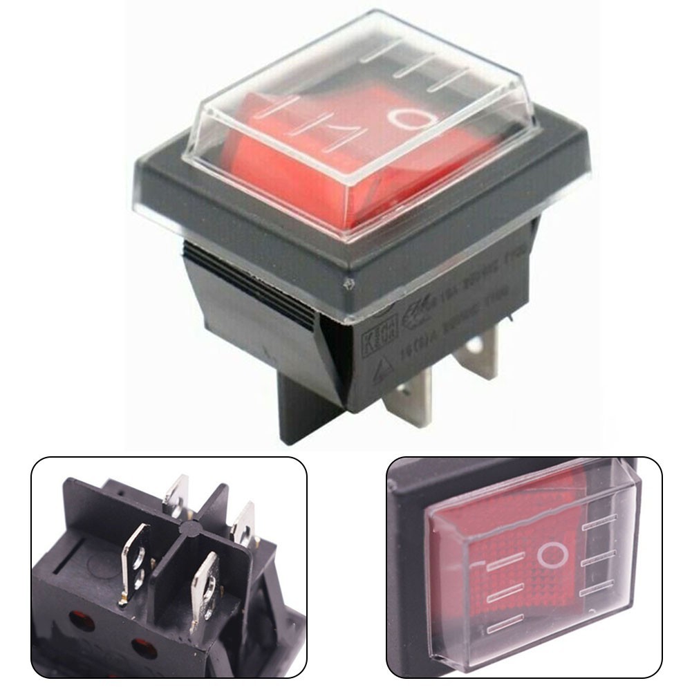 (MULSTORE) Rocker switch with waterproof cover Device switch 2 poles (4 ...