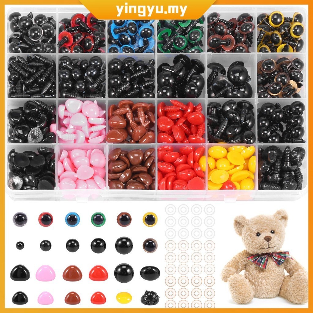 620Pcs Safety Eyes and Noses for Stuffed Animals 6mm to 14mm Colorful