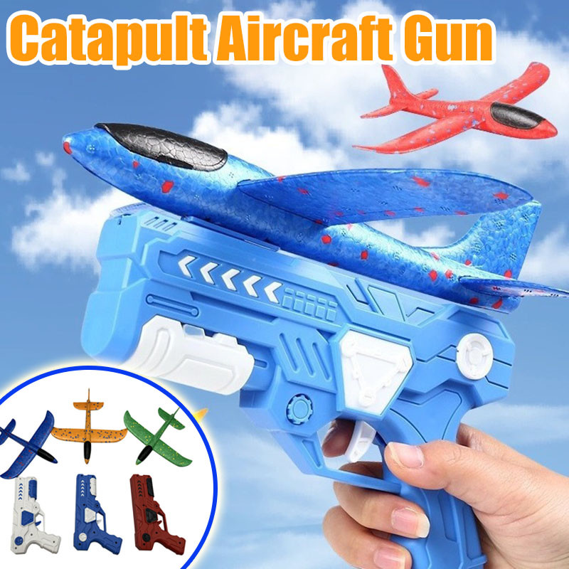 Throwing Foam Glider Airplane Toy Hand Throwing Kids Toys Gun Shooting ...