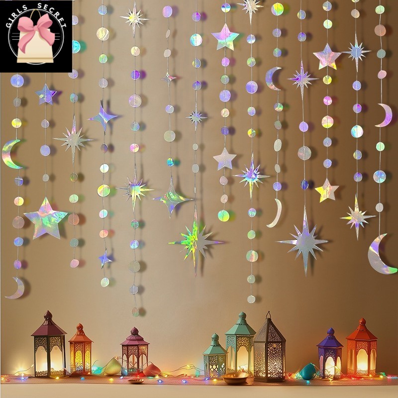 BLusetoolsHome Hari Raya Pendant Laser Stars and Moon Ramadan Hanging ...
