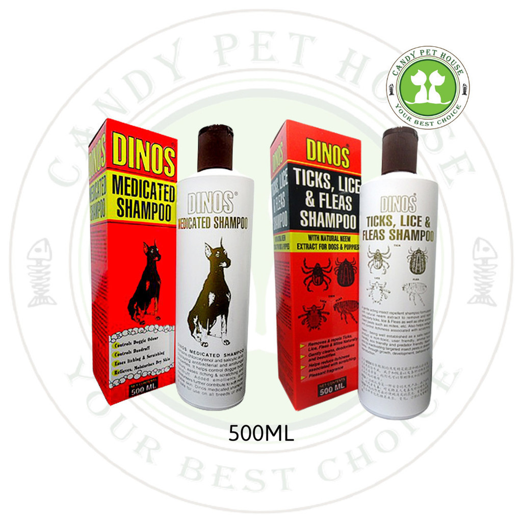 Dinos Shampoo for Cat & Dogs Ticks , Lice & Fleas Shampoo / Medicated