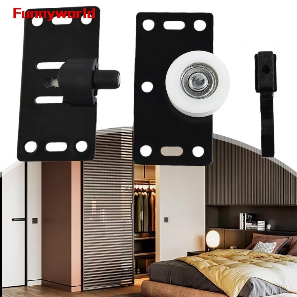 Self Cleaning Black Sliding Door Rollers Pulleys for Cupboard Wardrobe