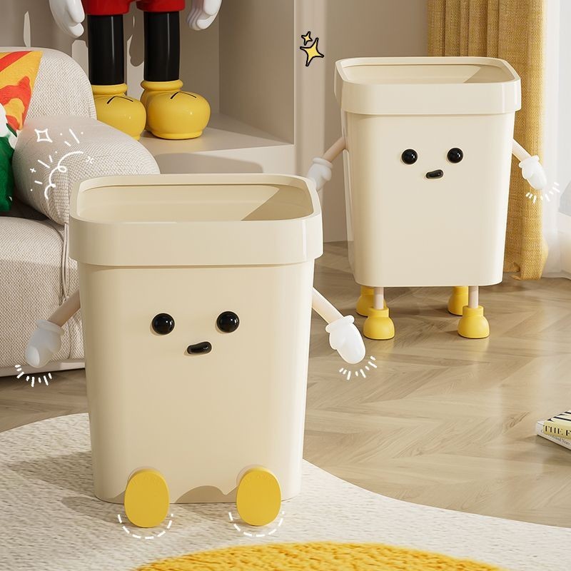 Cute Cartoon Trash Can for Bedroom Living Room Foot-operated Waste ...