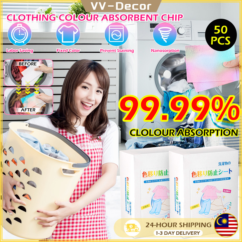 50pcs Anti Dye Paper Color Absorb Sheet Washing Machine Laundry Cloth