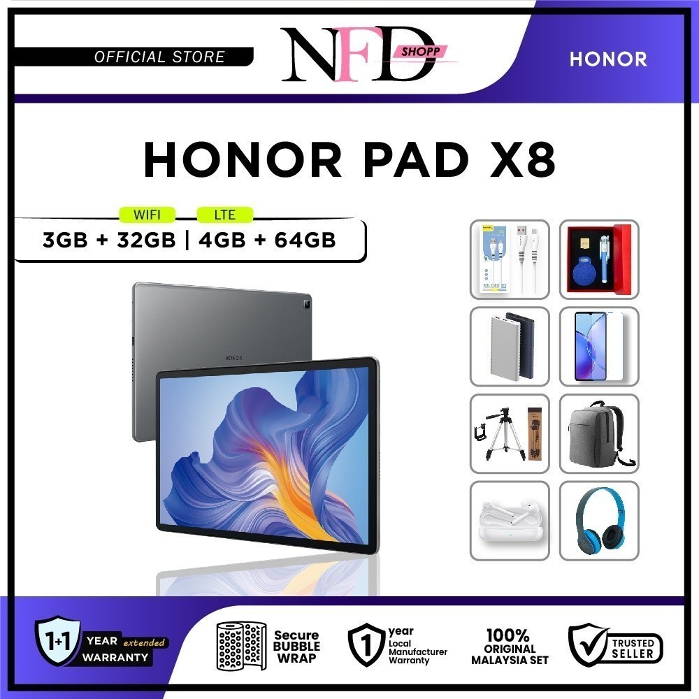 HONOR Pad X8 LTE [4GB RAM 64GB ROM] - Original HONOR Malaysia | Shopee ...