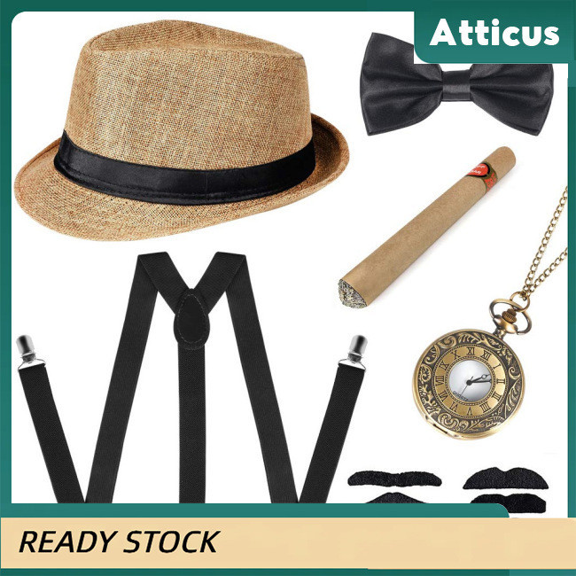 atticus Kids Old Man Costume 1920s Hat Suspenders Bow Tie Pocket Watch ...