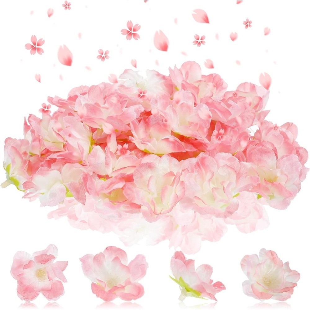 5PCS Cherry Blossom Flowers Artificial Fake Flower Heads Small ...