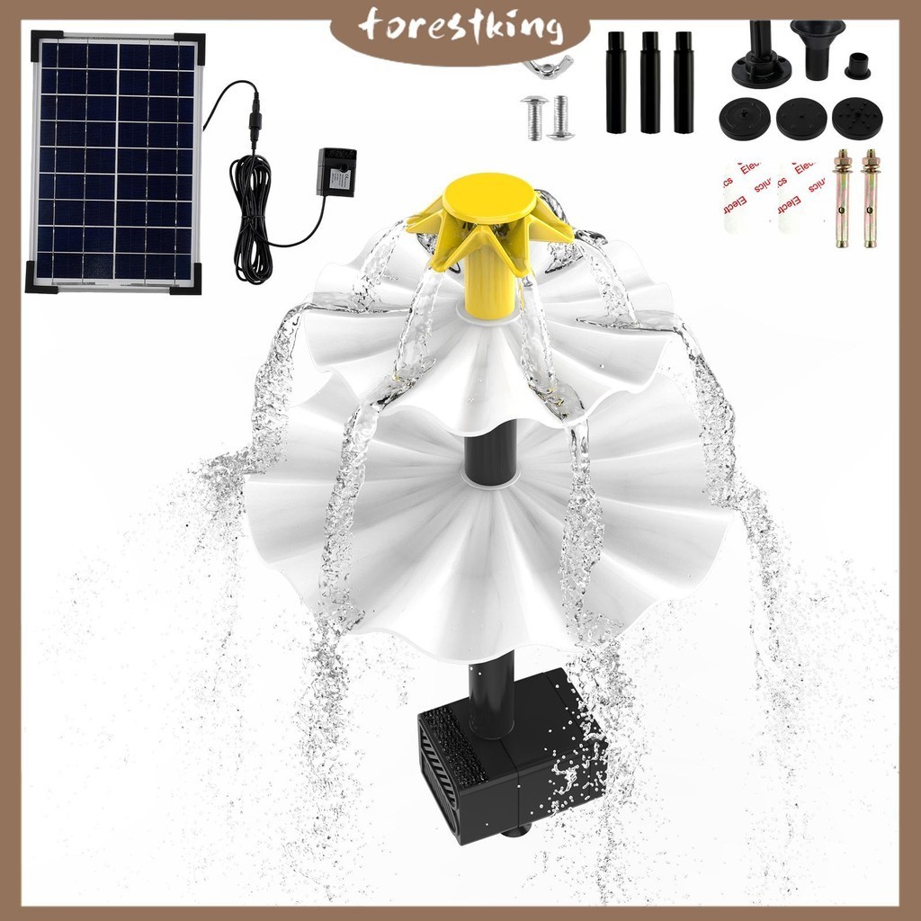 MASO Solar Fountain Pump 9V 3W High Power Solar Pond Pump Solar Powered Fountain Submersible Brushless Water Pump Kit Includeding 4pcs Different Fountain Nozzles For Bird Bath Pond Pull Garden