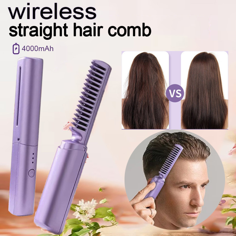 Rechargeable Portable Straight Hair Comb Negative Ion Hair Care Comb ...