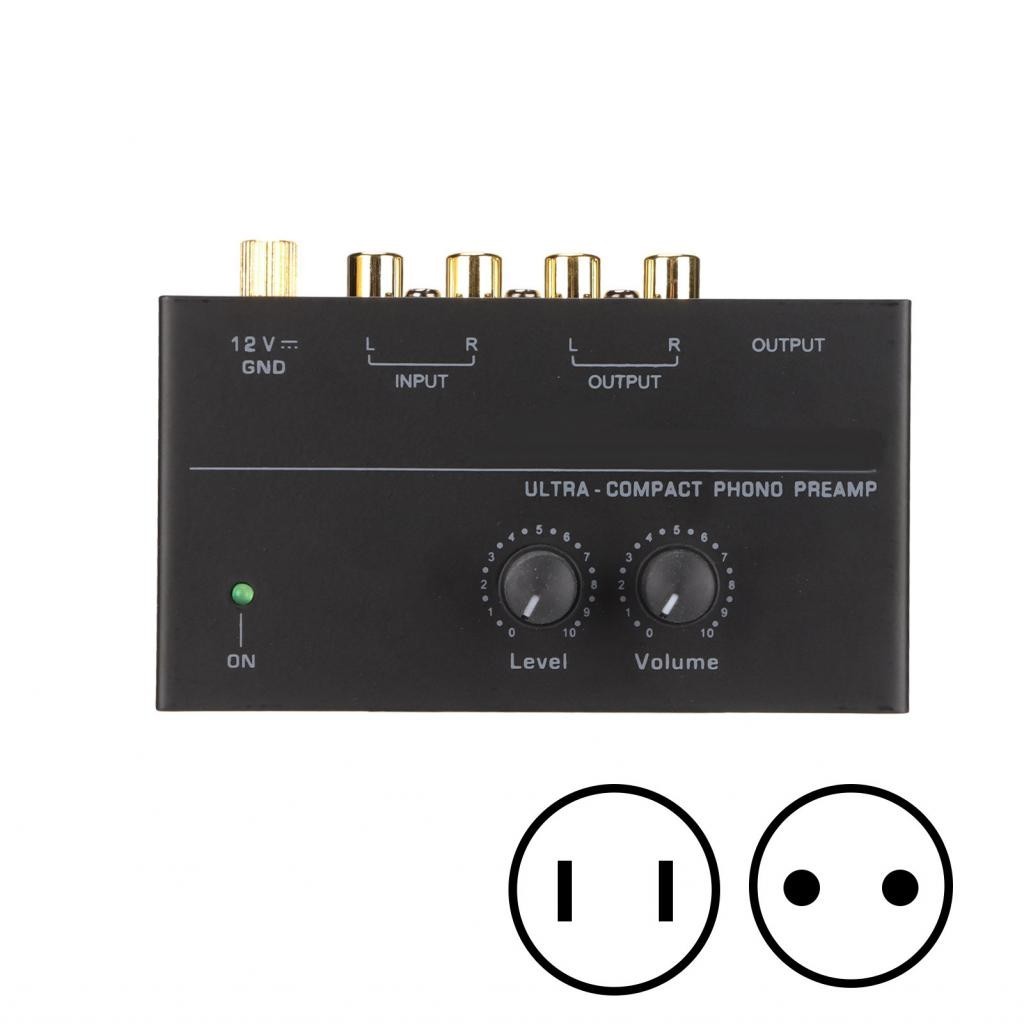 Cooltools Phono Preamp Knob Control Low Noise Dual Gain Mini Phonograph