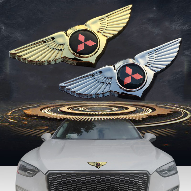 Metal Car Sticker Front Grille Badge Wings Emblems for Mitsubishi ASX ...