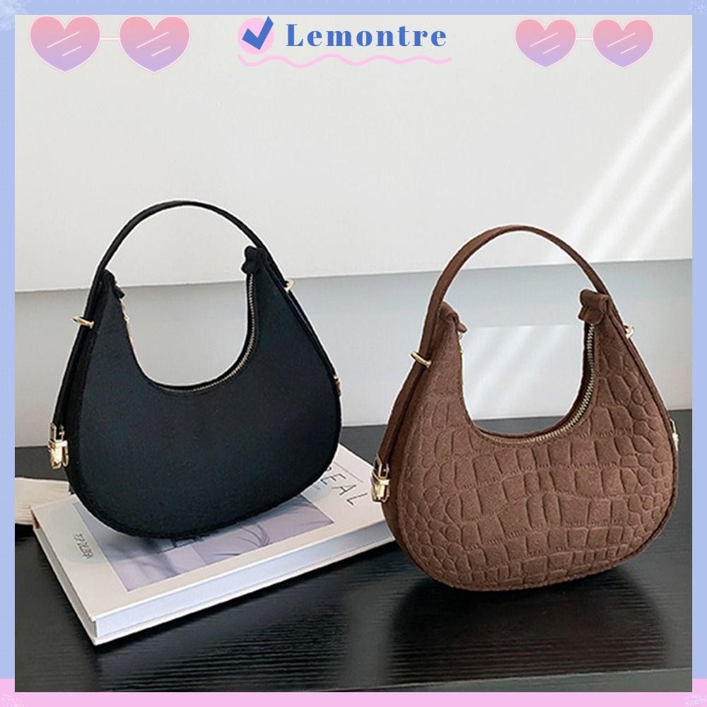 LEMONTRE Underarm Bags Simple Crocodile Grain Cute Purses | Shopee Malaysia
