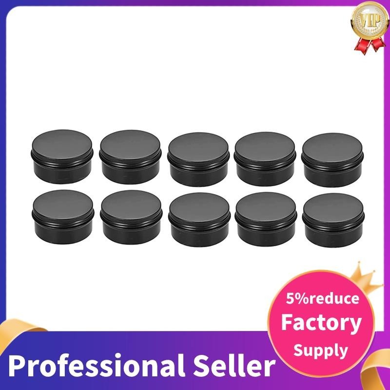 10packs Empty Jars Black Round Tin Cans Screw Top Metal Steel Tins Lip Balm Tins Box Cosmetic 8570