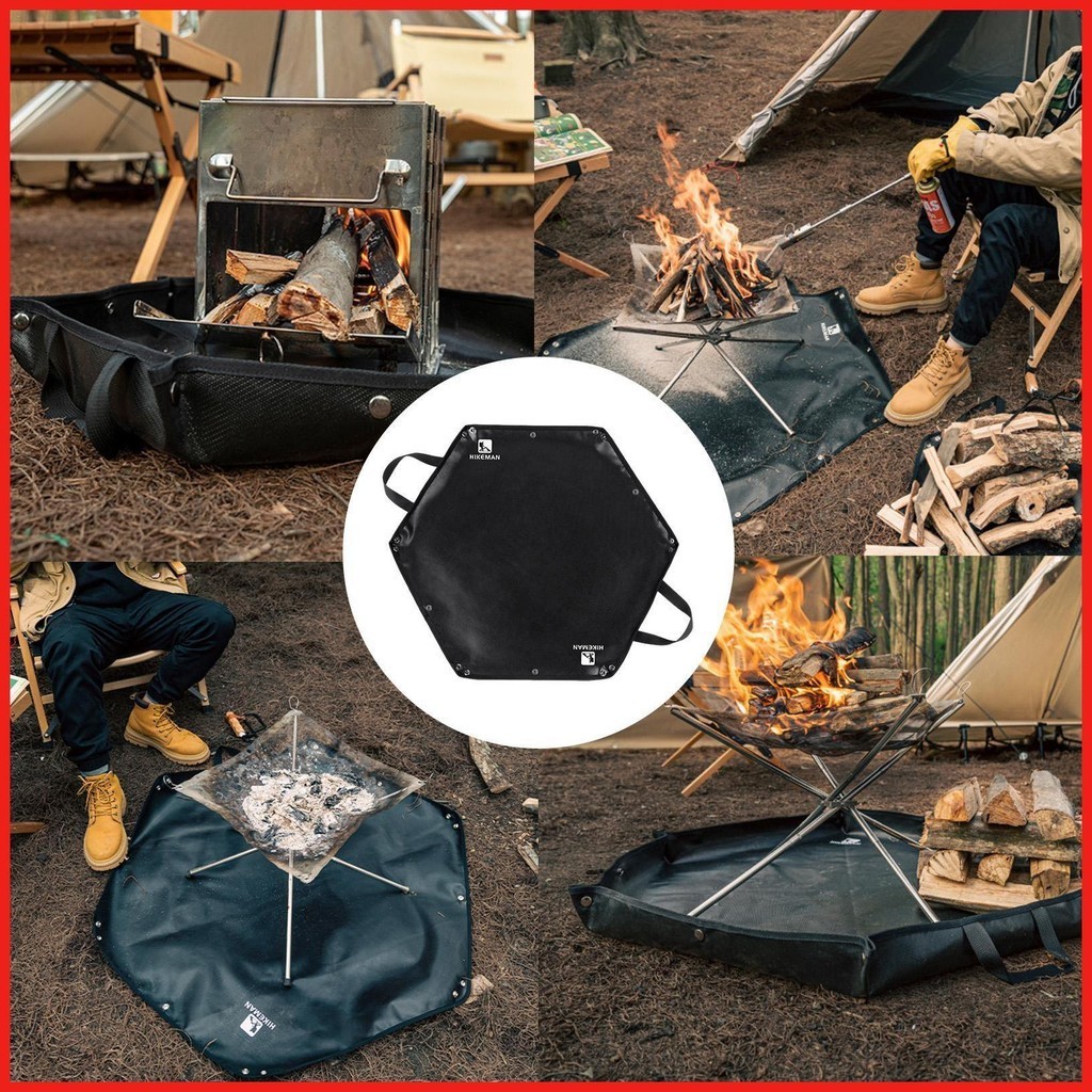 Fire Pit Pad Deck Protector Foldable Fire Pit Pad Firewood Bag Heat