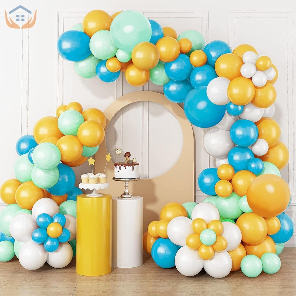 138Pcs Balloons Arch Garland Kit Reusable Blue Yellow Balloons DIY ...