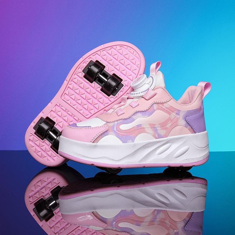 Fourwheeled Roller Shoes Parentchild Roller Skates Pulley White Shoes