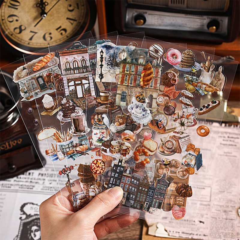 Journamm 6pcs Literary Retro Stickers PET Materials DIY Scrapbooking ...