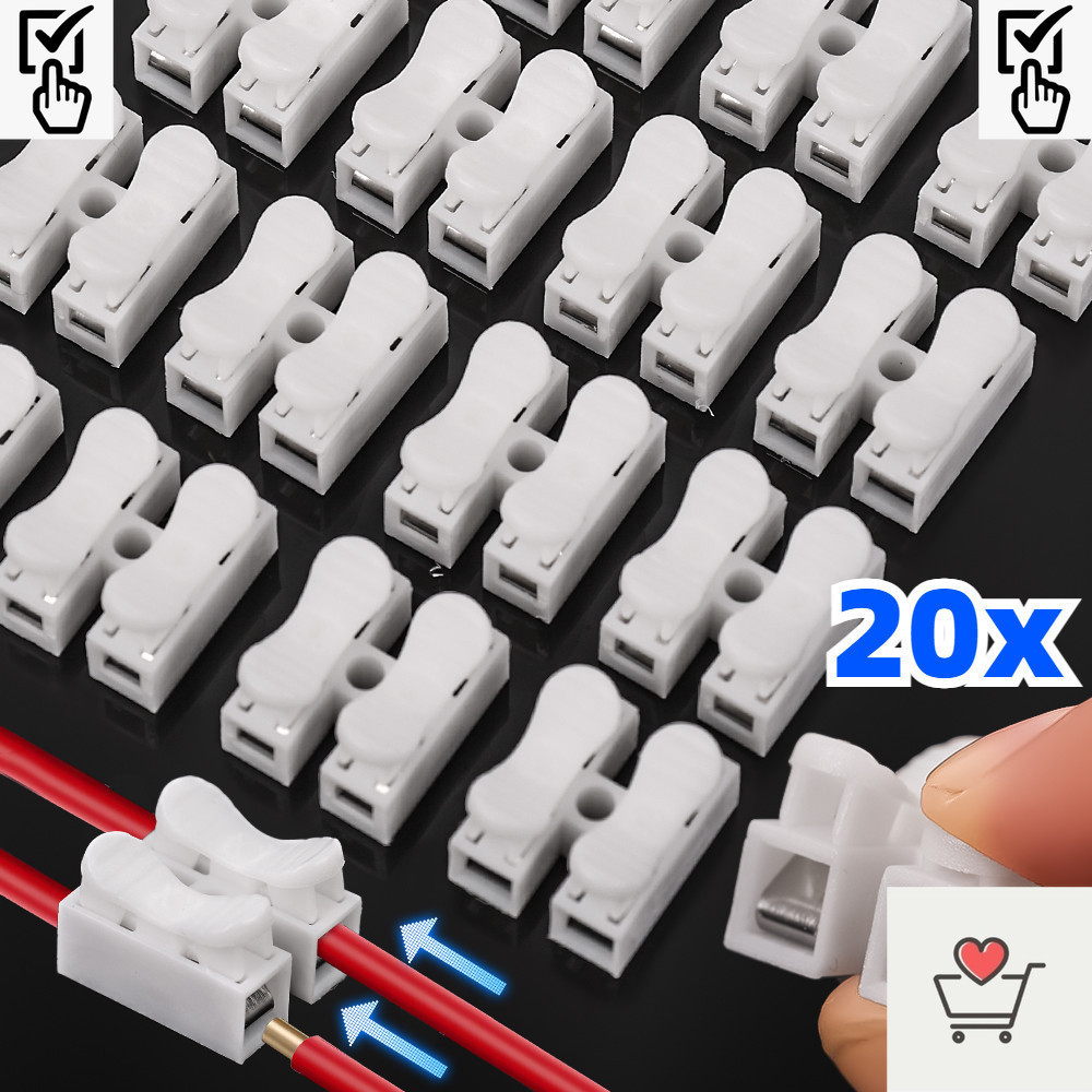 MBR 20Pcs CH2 Quick Splice Lock Wire Connectors 2 Pins Electrical Cable ...