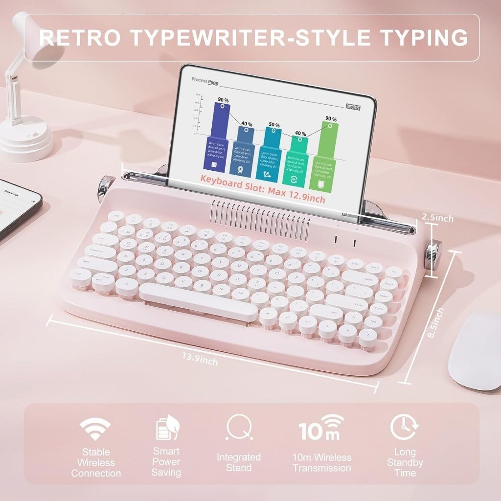 Bluetooth Typewriter Smartphones Tablet Retro Korean Keyboard Wireless ...