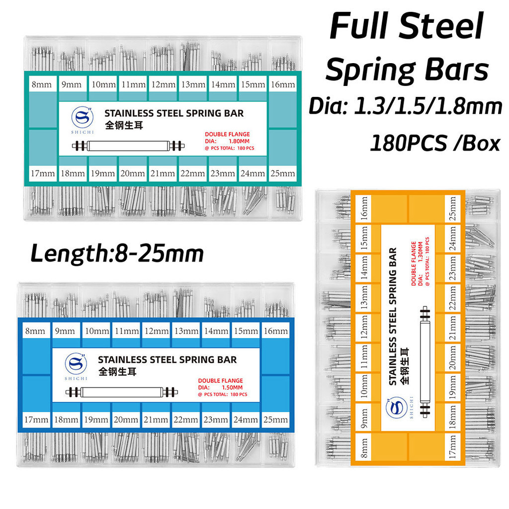 Set of 180PCS Full Stainless Steel Watch Strap Spring Bar 1.3mm 1.5mm 1 ...