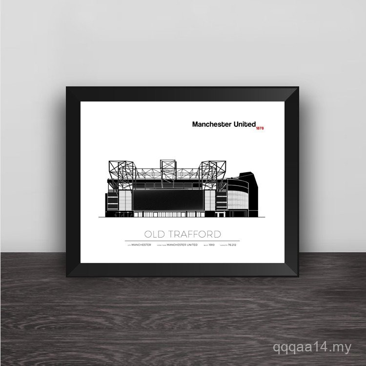 Old Traford Stadium Illustration Style Red Devil Solid Wood Decorative ...