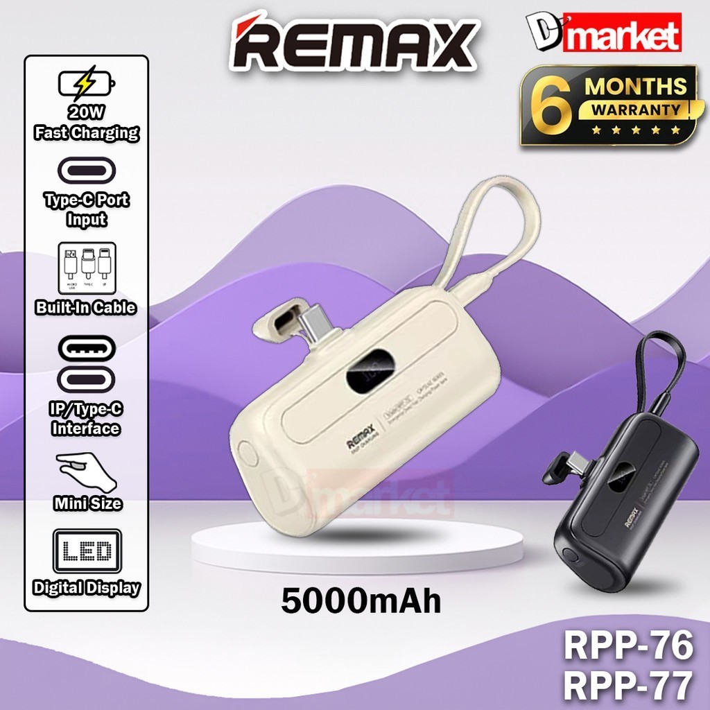 Remax RPP-76 5000mAh Powerbank 20W Fast Charging Power Bank Remax RPP ...
