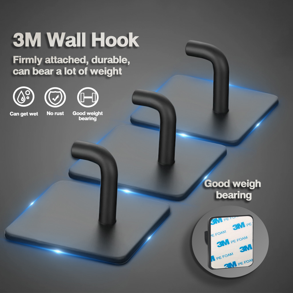 Stainless Steel Wall Hook Bath Towel Cloth Robe stick Self-Adhesive ...