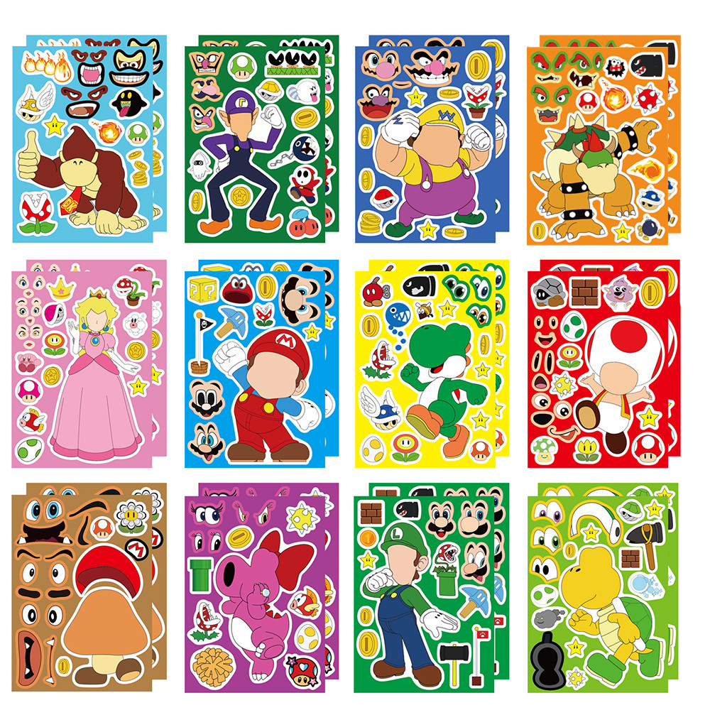 New Anime Cartoon Mario Theme Puzzle Stickers for Children's Hands DIY ...