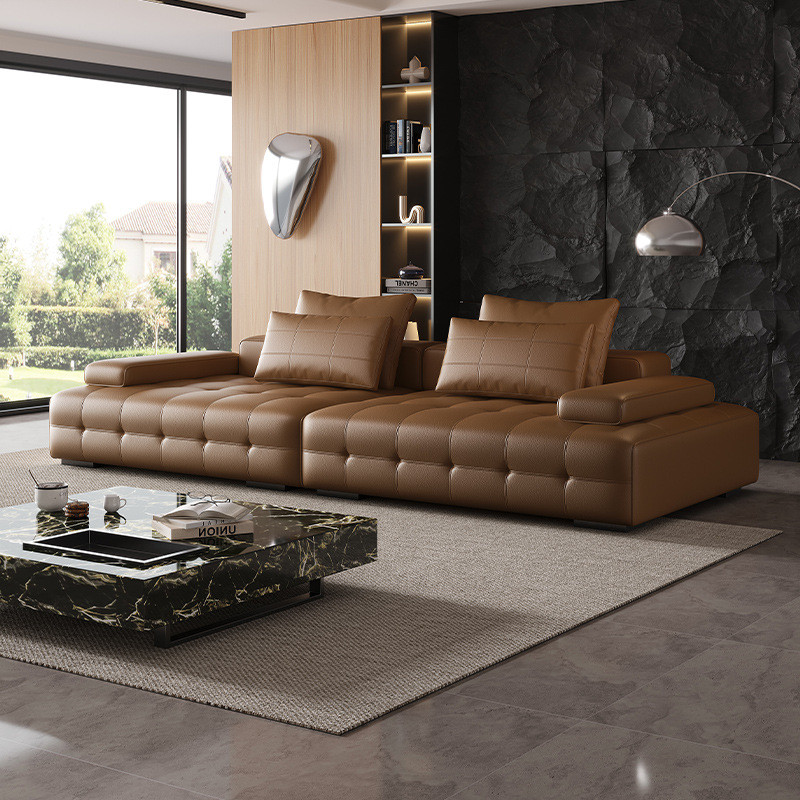 Lawrence Sofa Modular Kulit Tulen Itali Vila Ruang Tamu Minimalis Itali ...