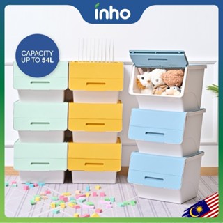 INHO 36L Multipurpose Front Opening Storage Box Stackable Toy Snack Household Storage Cabinet