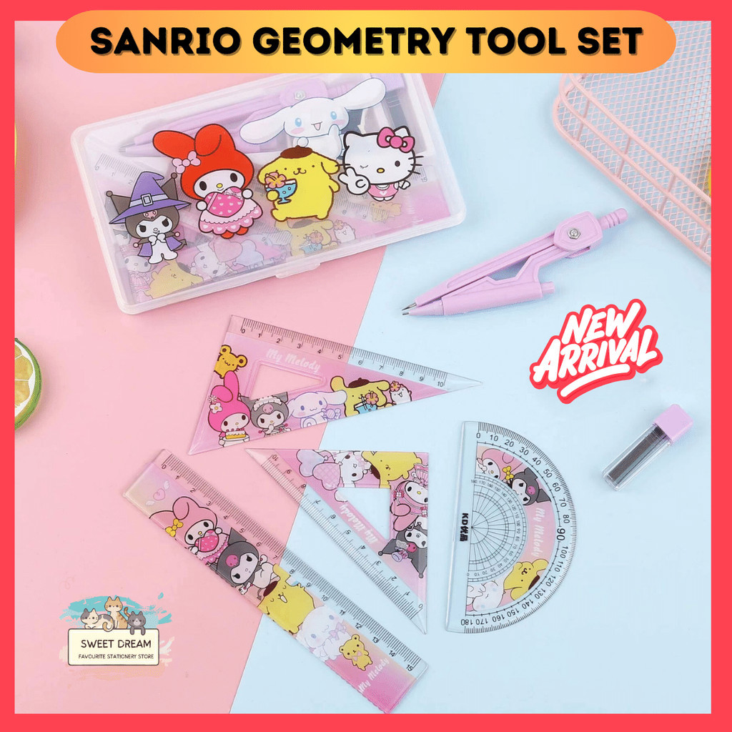 Sanrio Student Math Geometry Tool Set Student Triangle Ruler Compass ...