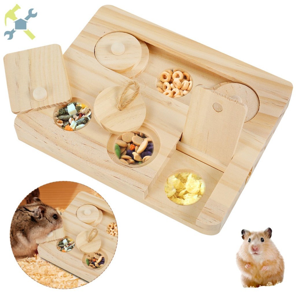 Image showcasing Guinea Pig Foraging Toy Wooden Hamsters Foraging Toy Rabbit Puzzle Toy ...