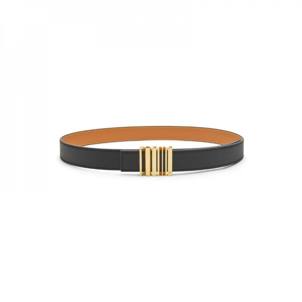 CC BELT 30MM IN BLACK SMOOTH CALFSKIN GOLD MIX WHITE METAL LOGO