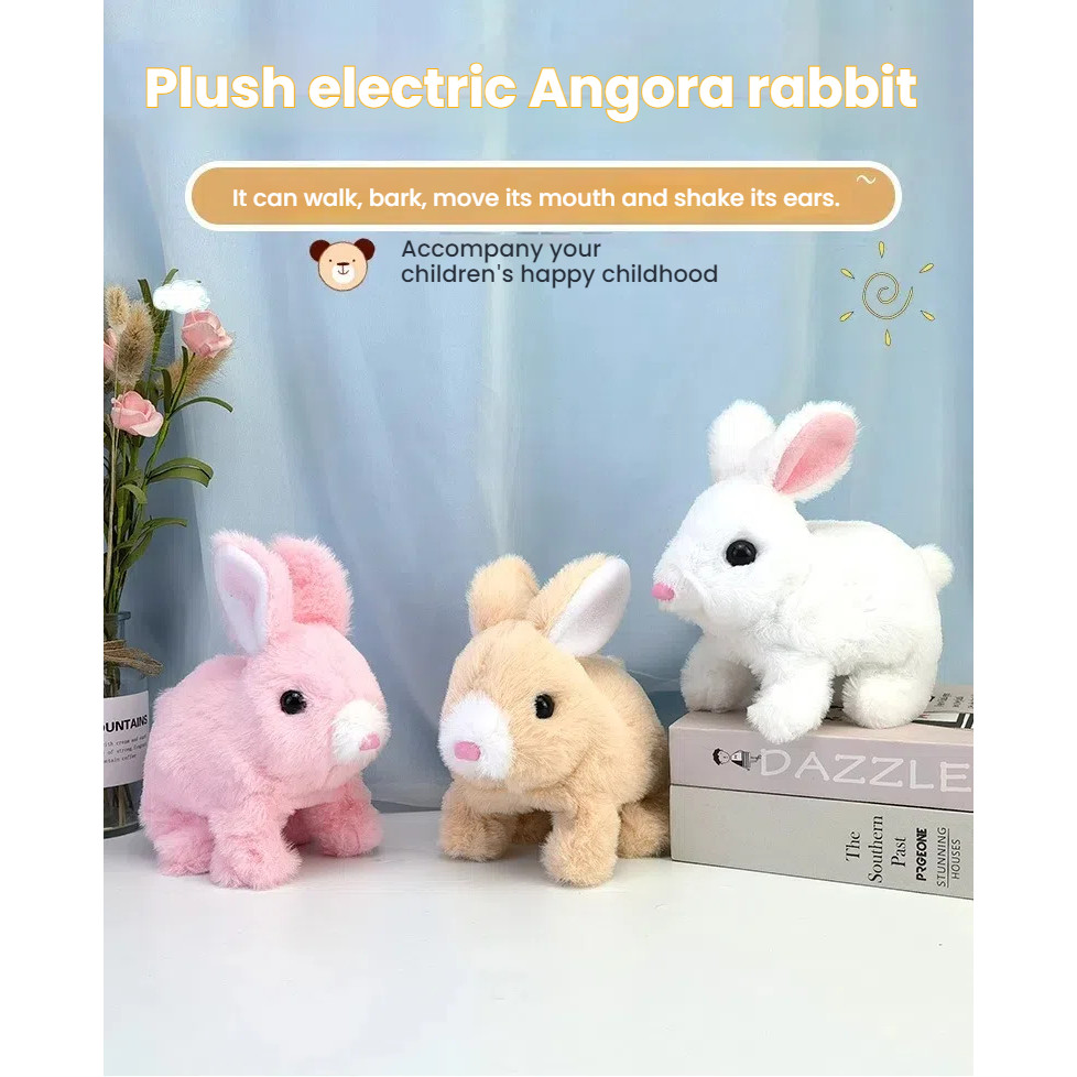 Plus Plush Electric Little White Rabbit Simulation Pet Can Walk Can ...