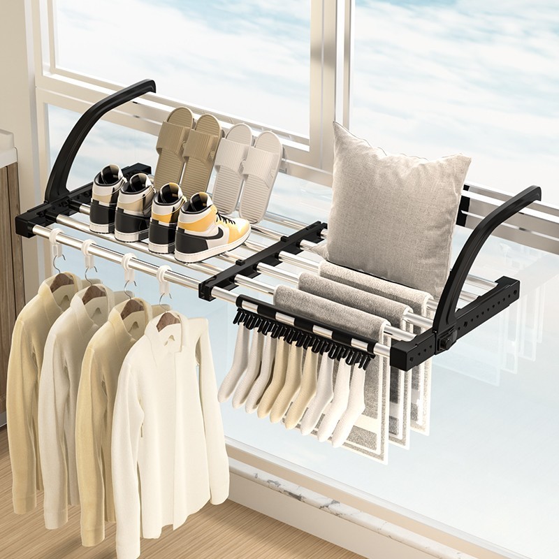 Portable Clothes Drying Rack for Balcony Railings Windowsill, Folding ...