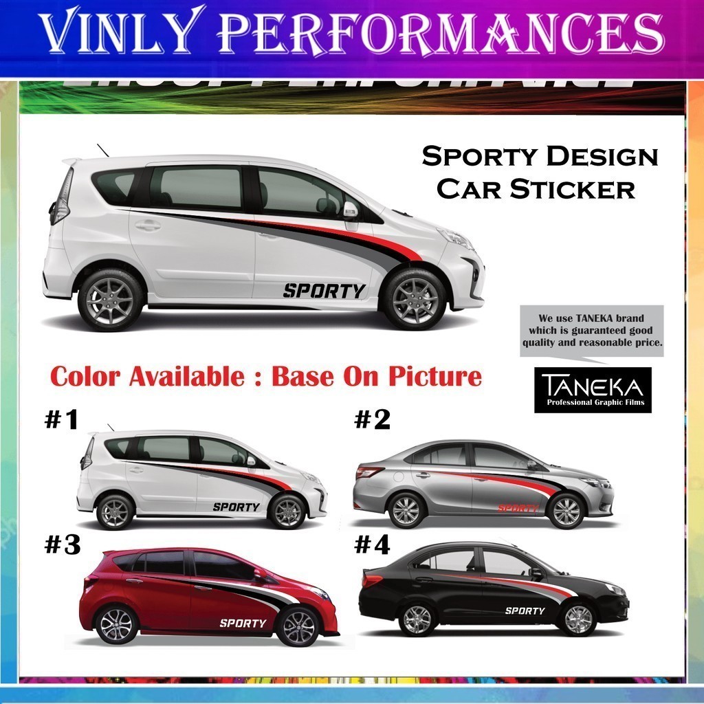 1 SET SPORTY Design Car Sticker | Shopee Malaysia