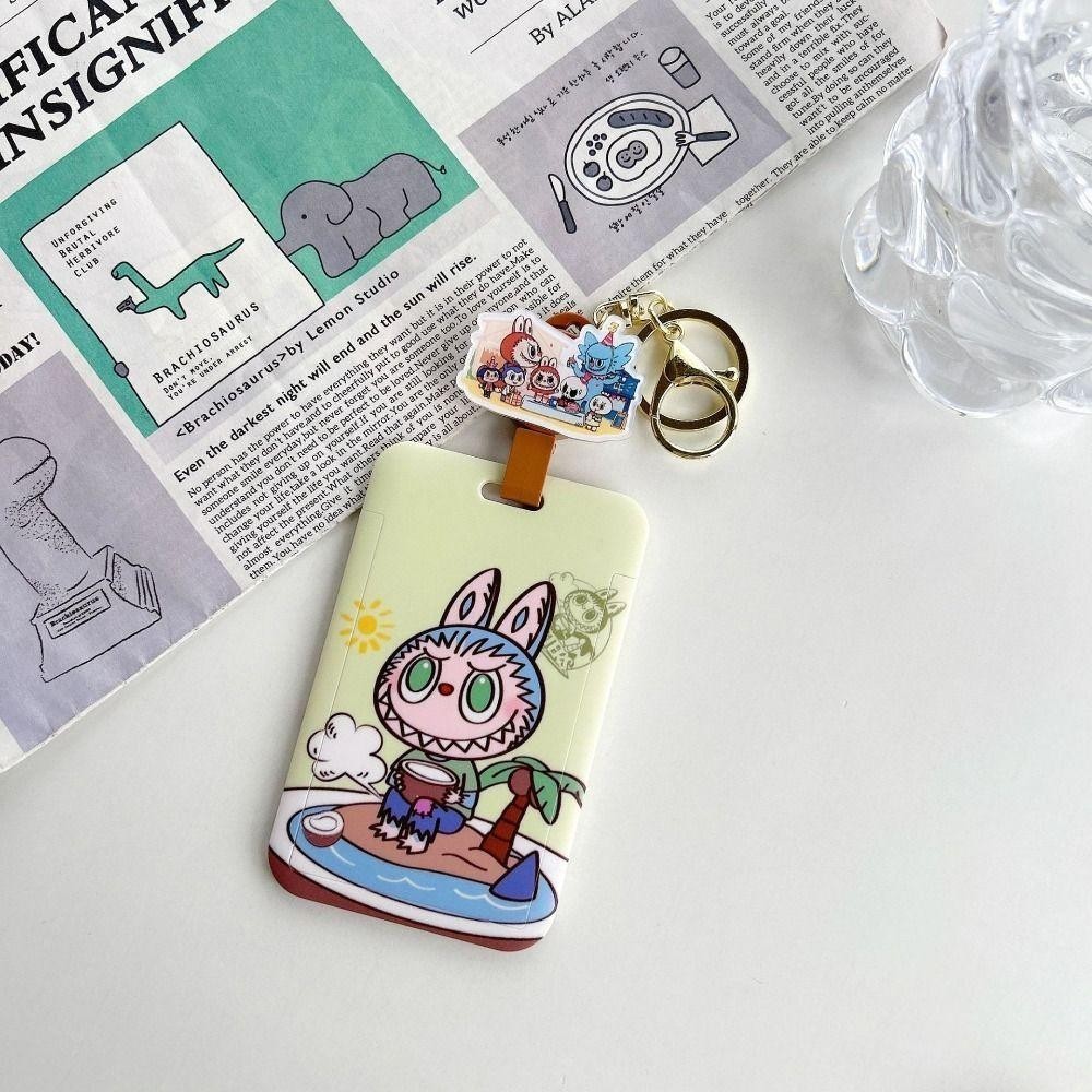 COCOFRUIT Labubu Keychain, Fruit Series Telescopic rope Cartoon Card ...